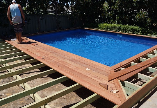 pool decking on coping