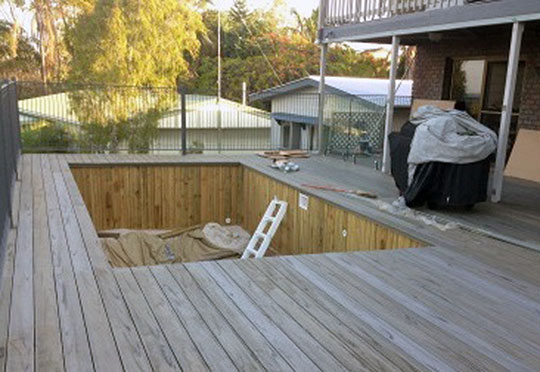 pool decking on coping